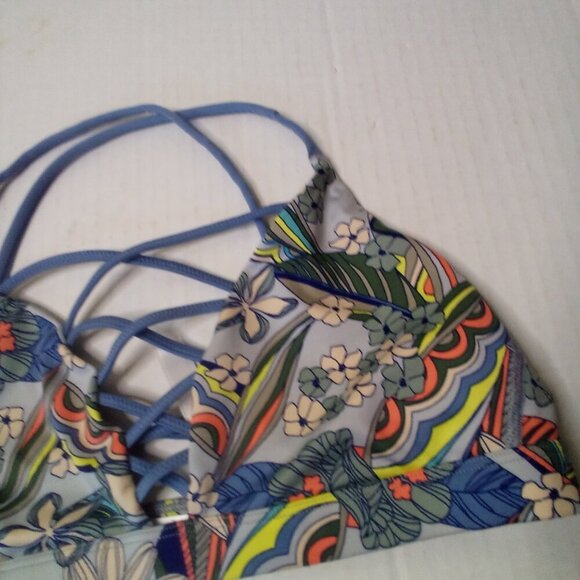 Victoria's Secret Sport Bra M Lace Up Yoga Active No Padding Floral Colorful - Picture 5 of 12
